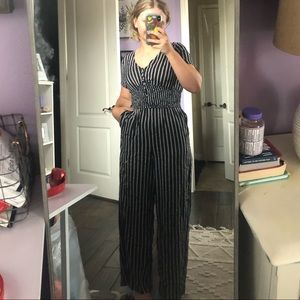 NWT blue and white snd yellow striped jumpsuit